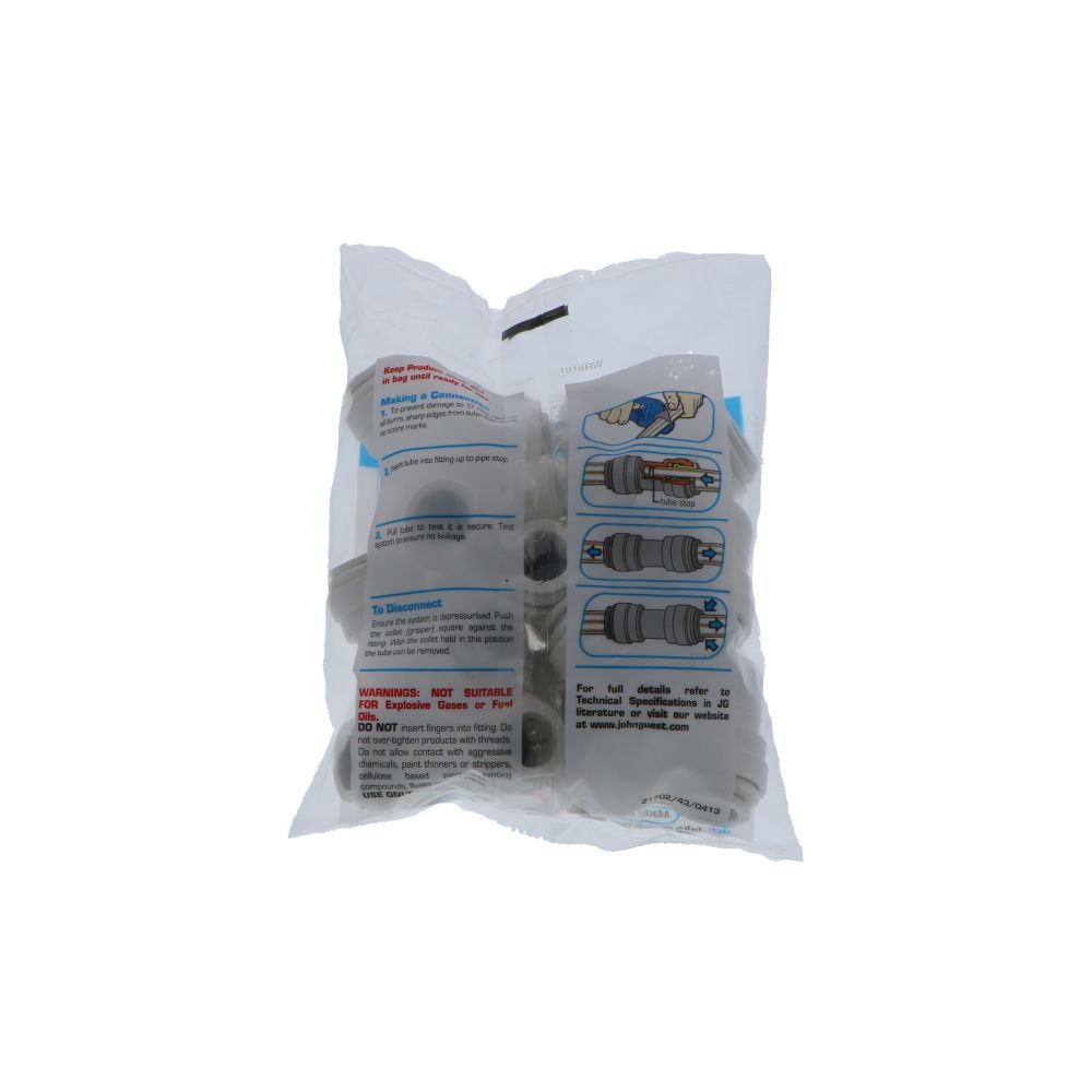 John Guest Union Elbow Polypro - 1/2