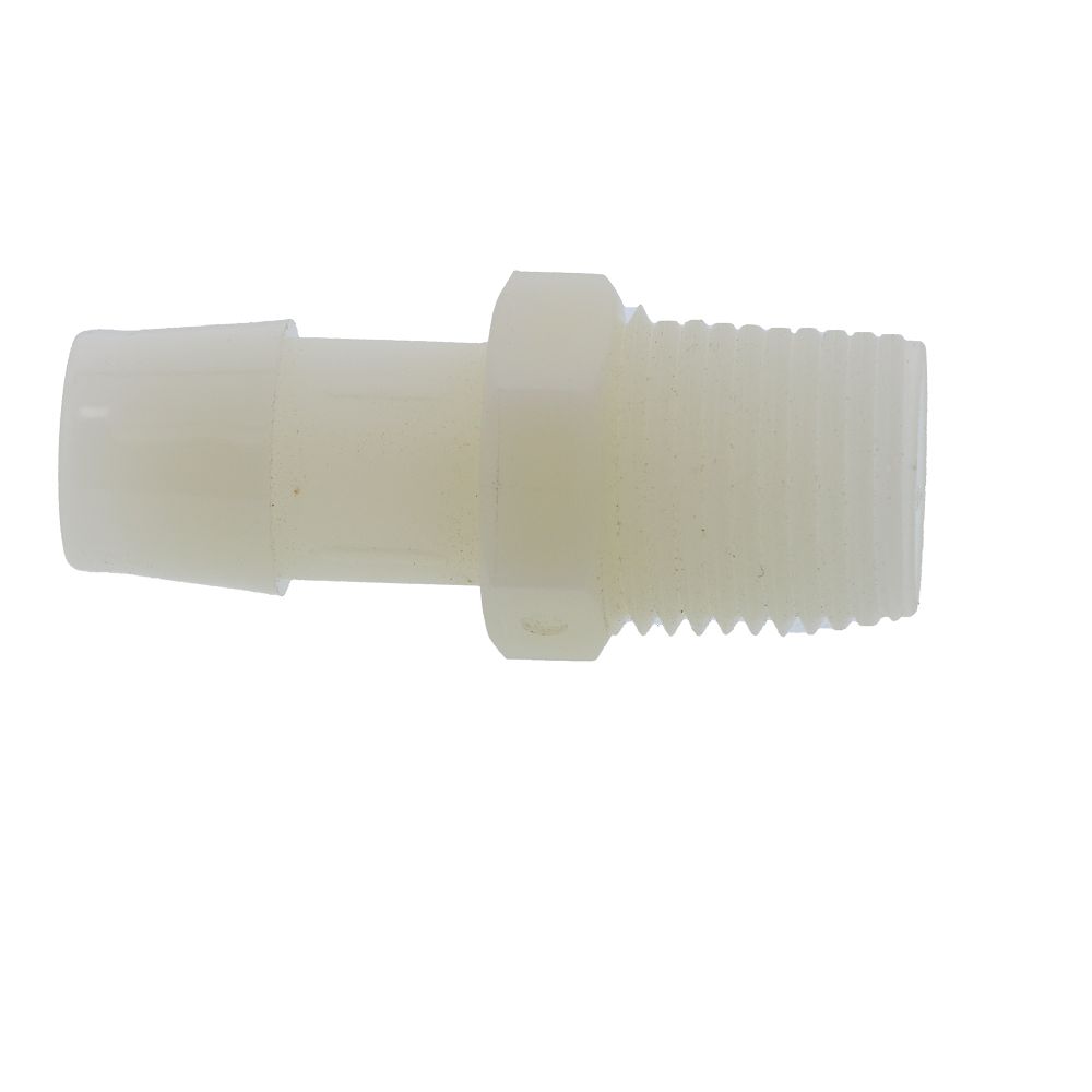 Male Barb Connector Natural Nylon - 5/8 ID Barb x 1/2 MNPT