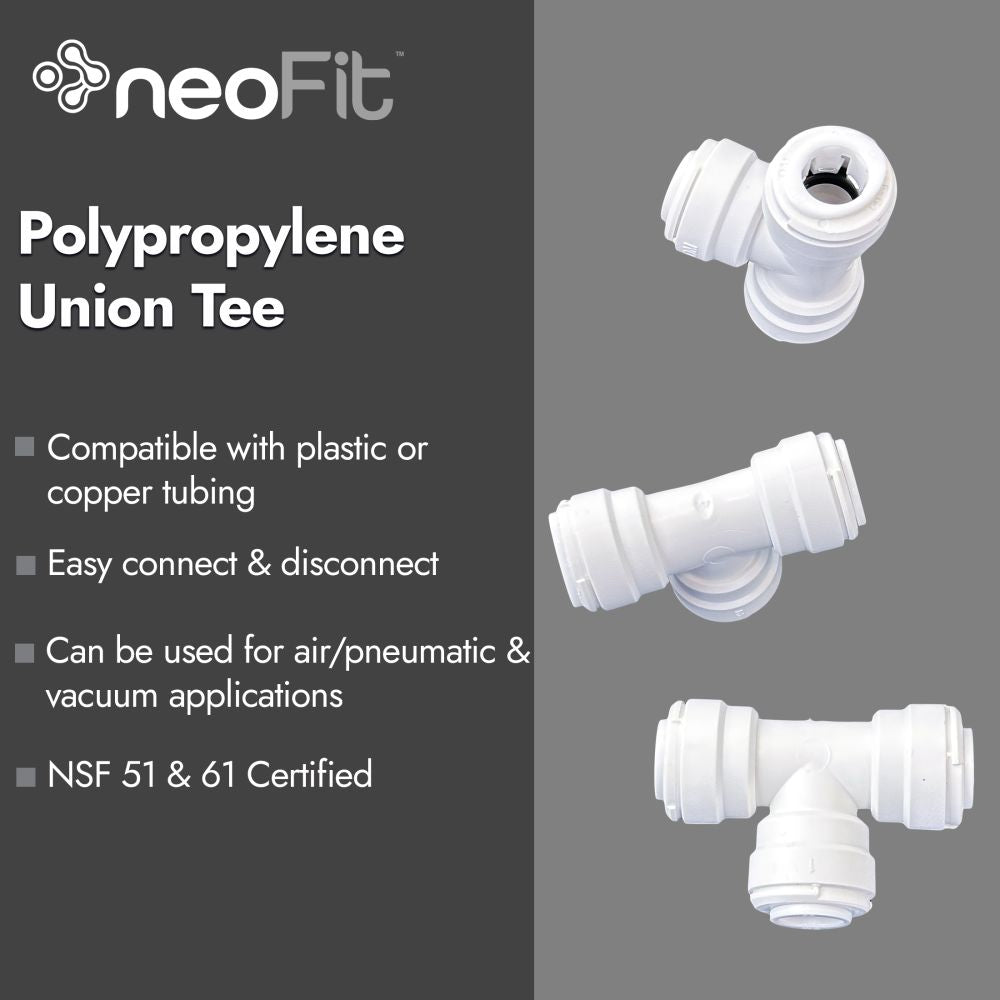 NeoFit - Polypropylene Natural White Union Tee- 1/2" tube OD