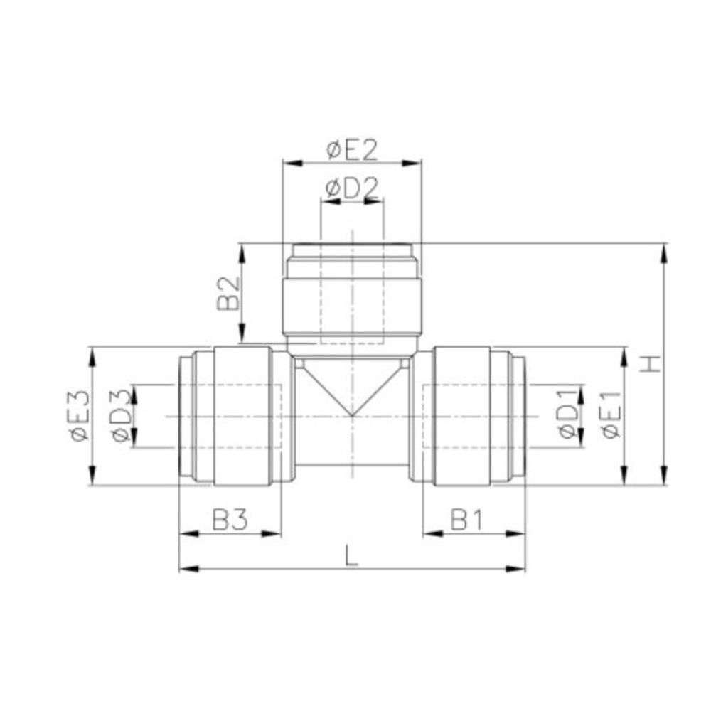 NeoFit - Acetal Black Union Tee 1/2" tube