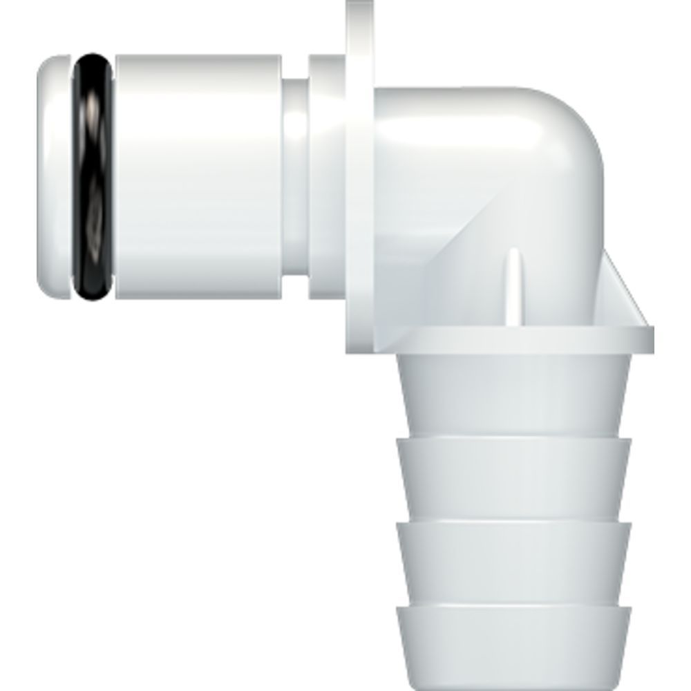 LinkTech 40AC Series Elbow Male, Non-valved, 3/8" HB, Natural Acetal, Buna N