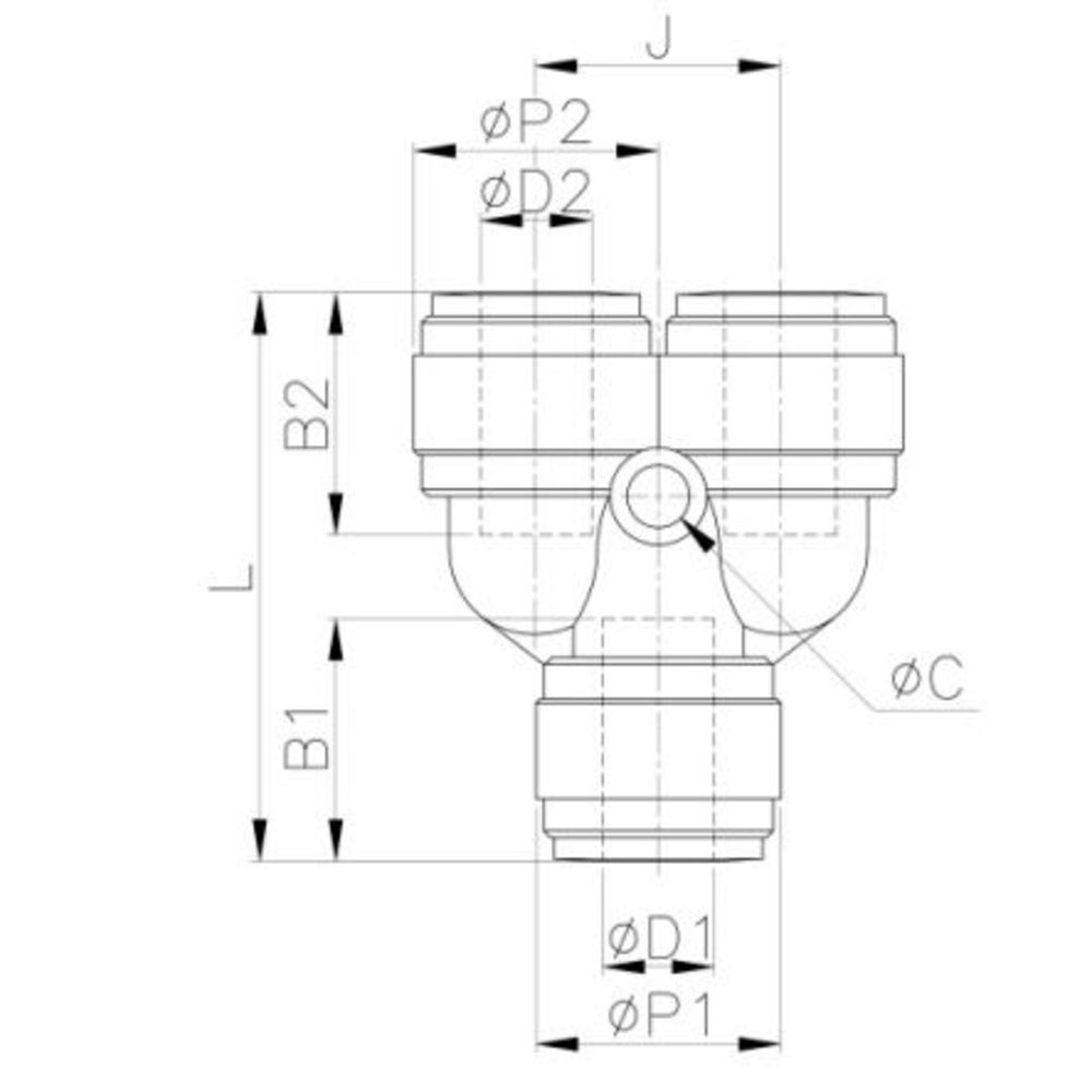 NeoFit - Acetal Black Two Way Divider 3/8" in & out