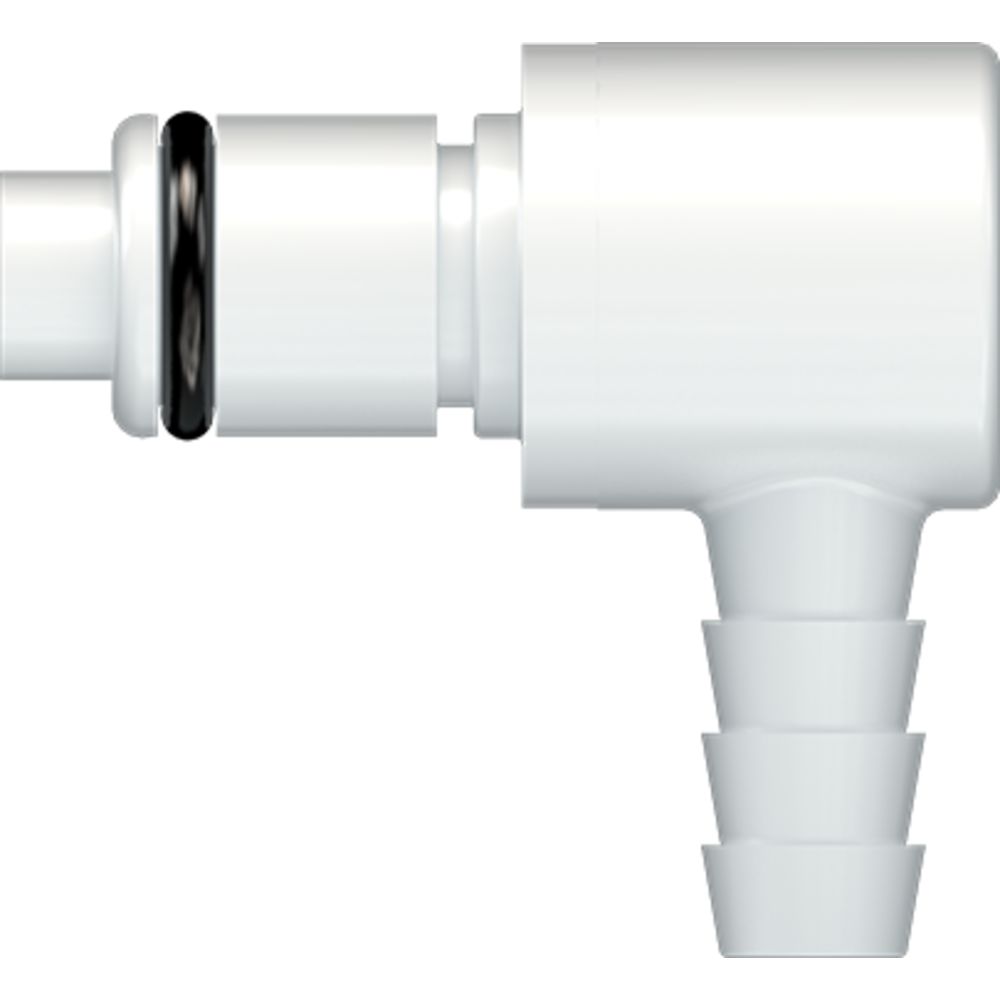 LinkTech 40AC Series Elbow Male, Valved, 1/4" HB, Natural Acetal, Buna N