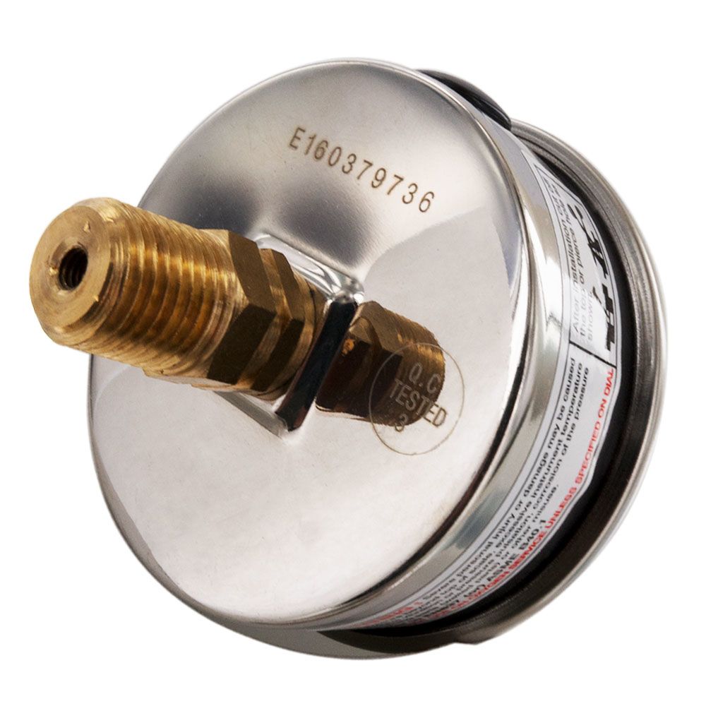 Water Pressure Gauge 200 PSI, 1/4" MPT, 2.5" Plastic Dial, Center Mount, SS Case