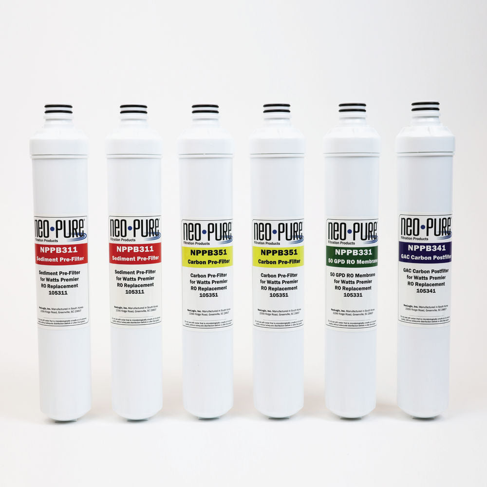 Neo-Pure RO Pure One Year Pre and Post filter Kit with Membrane Replacement For Watts Premier 531155