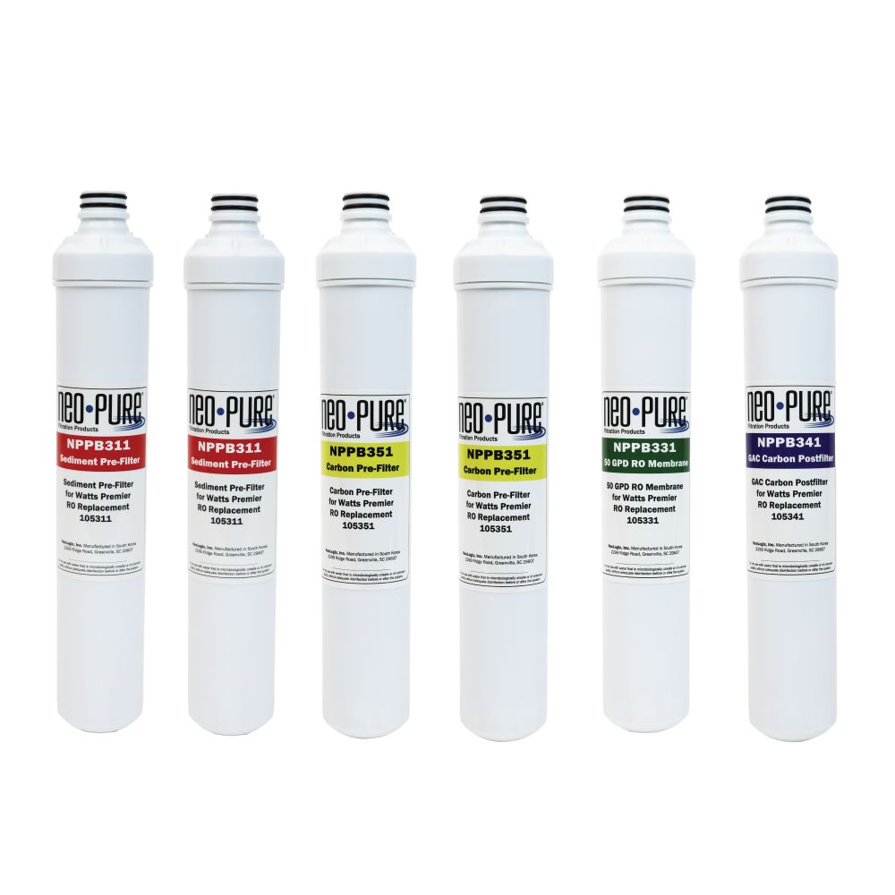 Neo-Pure RO Pure One Year Pre and Post filter Kit with Membrane Replacement For Watts Premier 531155