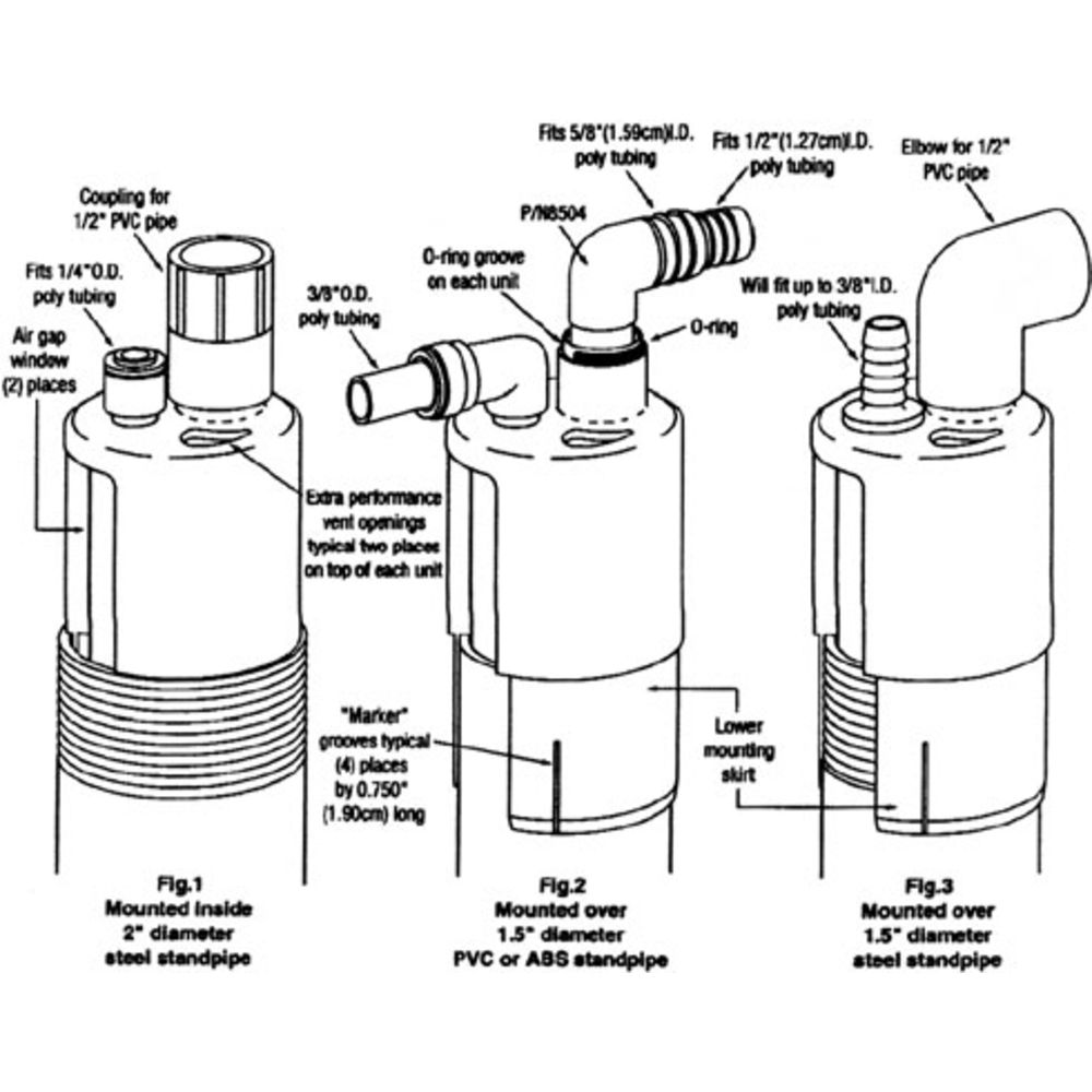 Gap-Cap™ Twin Inlet Air Gap - 1/2" Slip With Barb Elbow And 3/8" OD