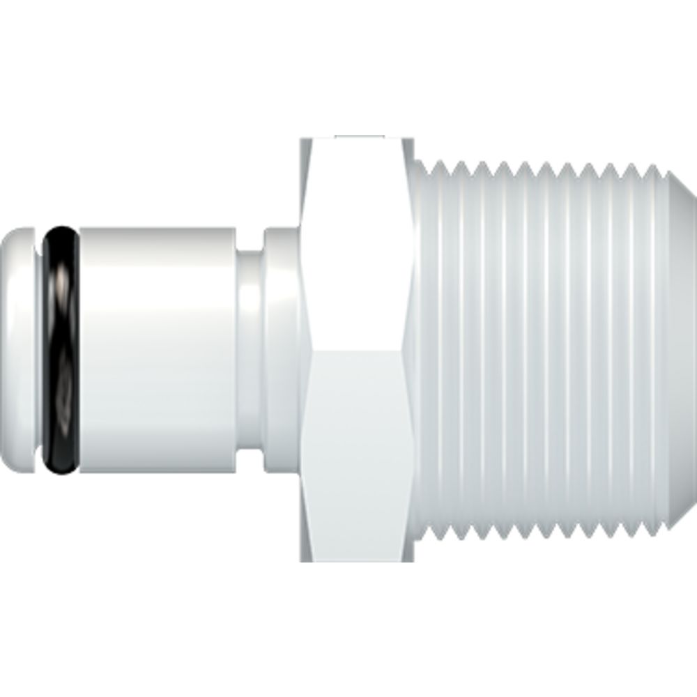 LinkTech 40AC Series Male Thread Male, Non-valved, 3/8" BSPT, Natural Acetal, Buna N