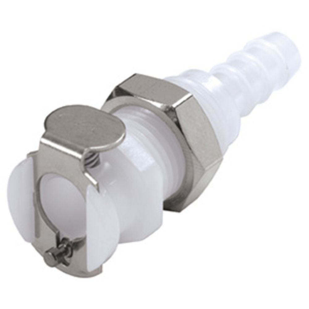 PMC1604 Panel Mount Hose Barb Coupling Body 1/4 ID Barb