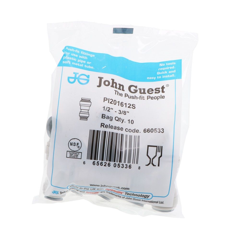 John Guest Reducing Union - 1/2 x 3/8