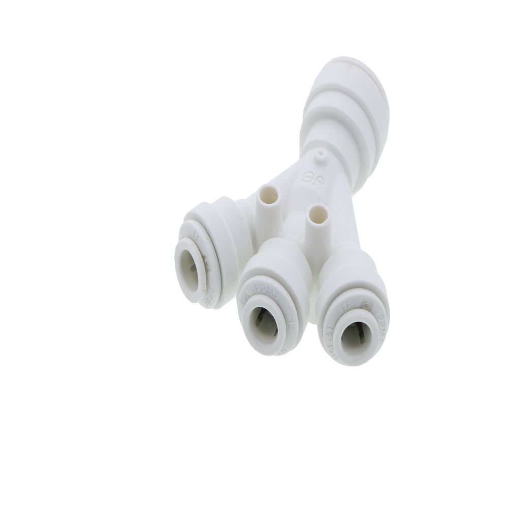 John Guest Three Way Divider Polypro - 3/8 Inlet x 1/4 Outlets