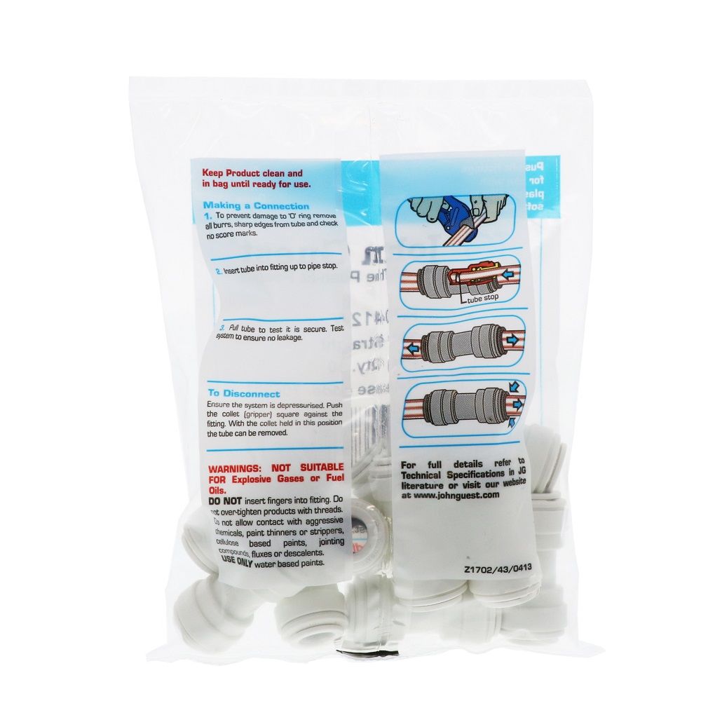 John Guest Union Connector Polypro - 3/8