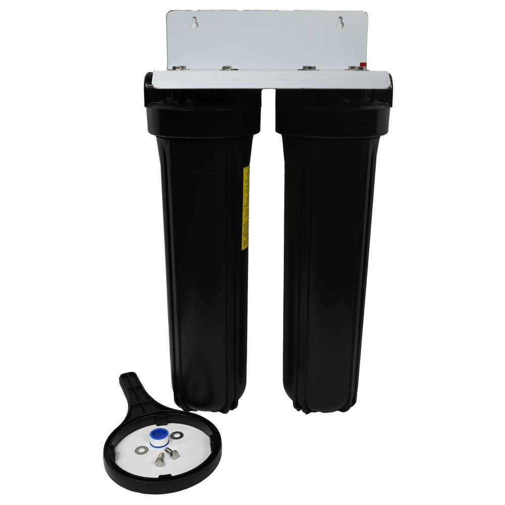 20" Big Flow Twin Series Plumbed Filter Housing DIY 1" FPT