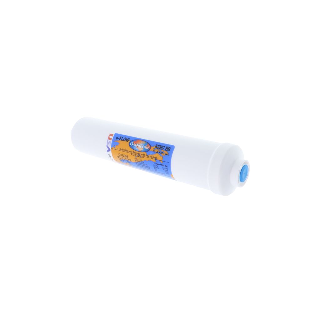 Omnipure Inline K2567-BB GAC + 0.5lb KDF 55 - 10" x 2" Filter - 1/4" FPT