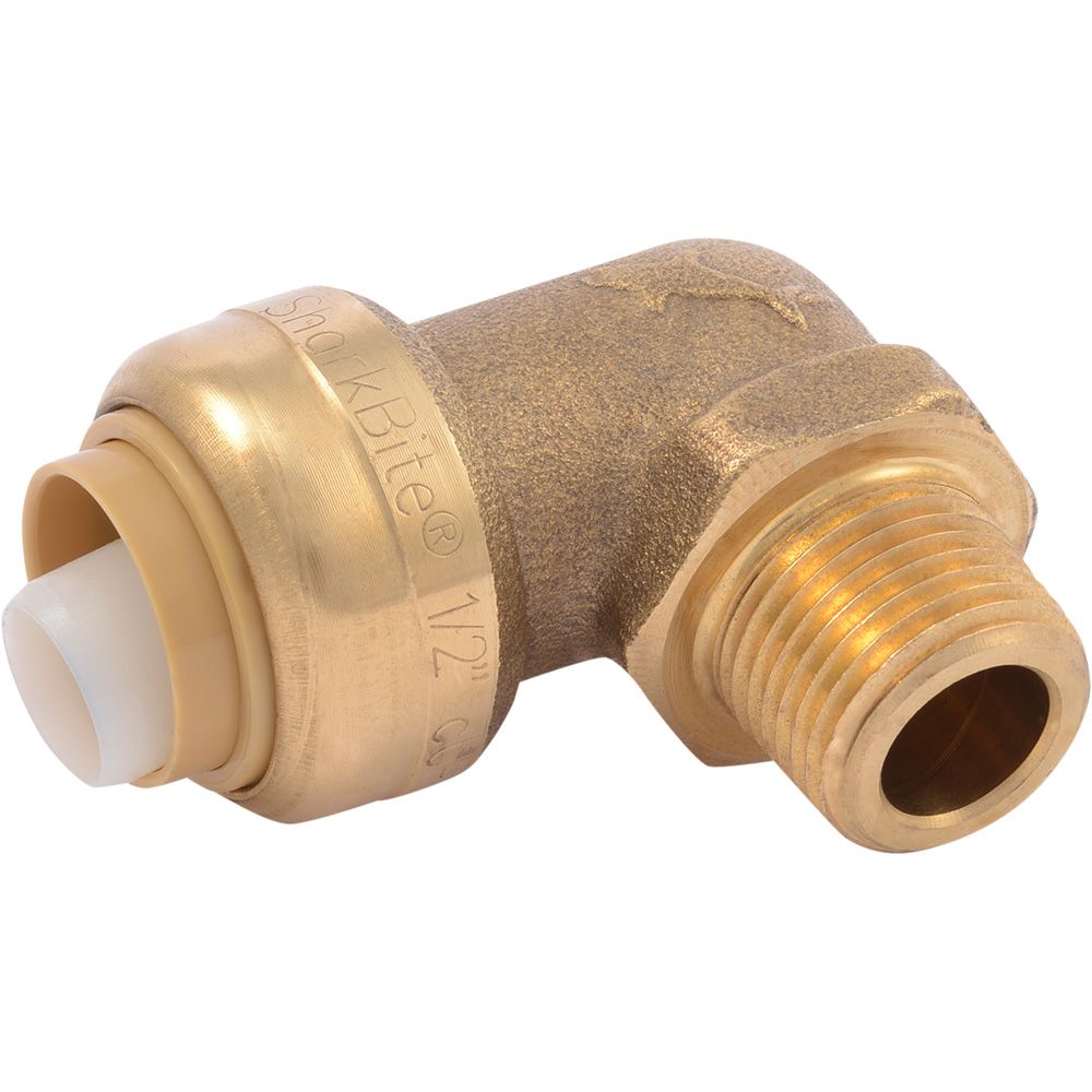 SharkBite® U281LF Lead-Free Brass Push-to-Connect Dishwasher Elbow - 1/2" x 3/8" MPT