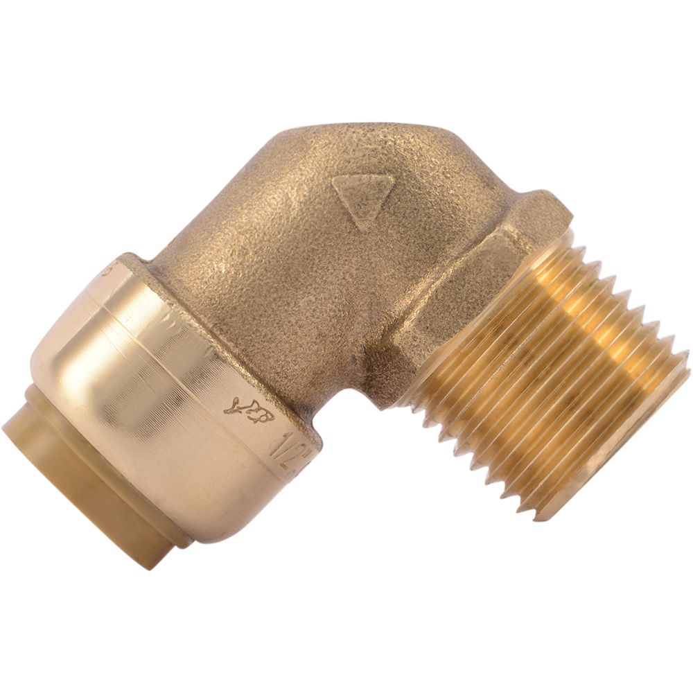 SharkBite® U280LF Lead-Free Brass Push-to-Connect Male Elbow - 1/2" x 1/2" MPT