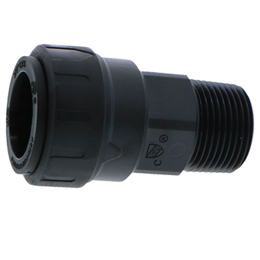 John Guest Black Male Connector - 3/4 CTS x 3/4 NPT