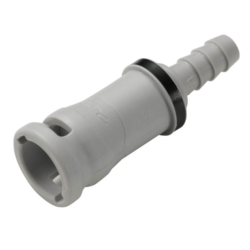 1/4 Hose Barb Valved In-Line Molded Grey Polypro Cplng Body, EPR O-Ring, FKM Seal