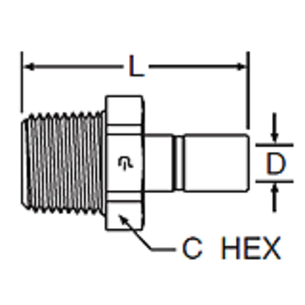 Kynar PVDF Tube Stem Adapter Male - 1/4 x 1/8 NPTF