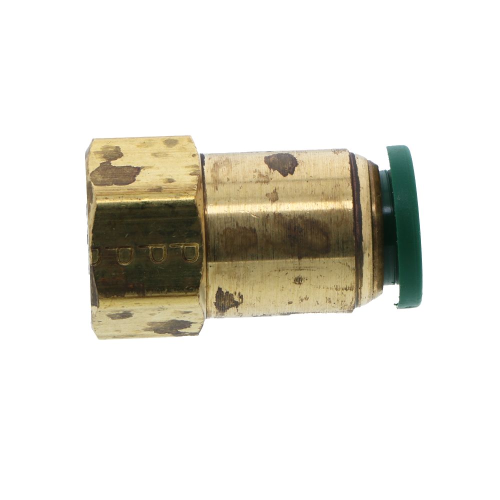 Parker Prestolok Lead-Free Brass Fitting Female Flare - 3/8 QC x 1/4 FFL - Tarnished Condition