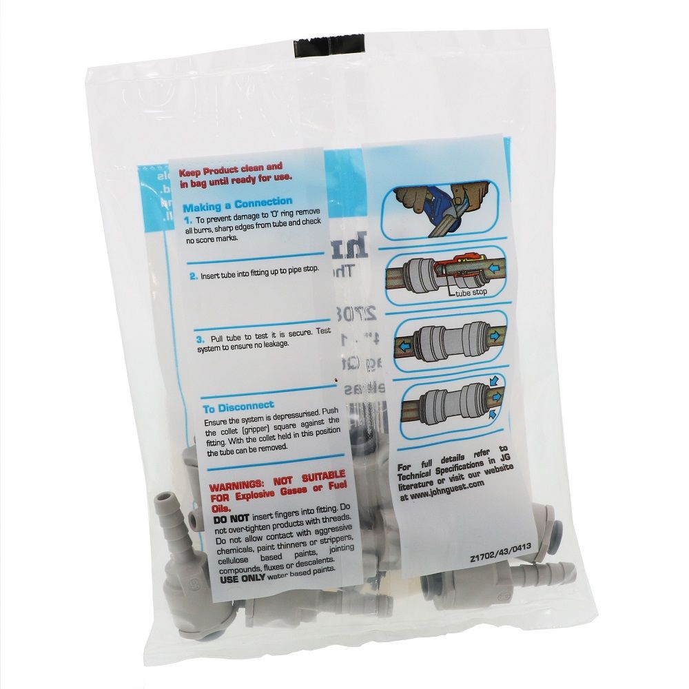 John Guest Superseal Barb - 1/4 Superseal x 1/4 ID Barb