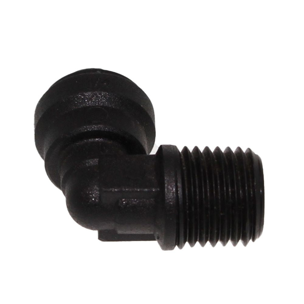 John Guest Fixed Elbow NPTF Black Polypropylene - 1/4 x 1/8 NPTF