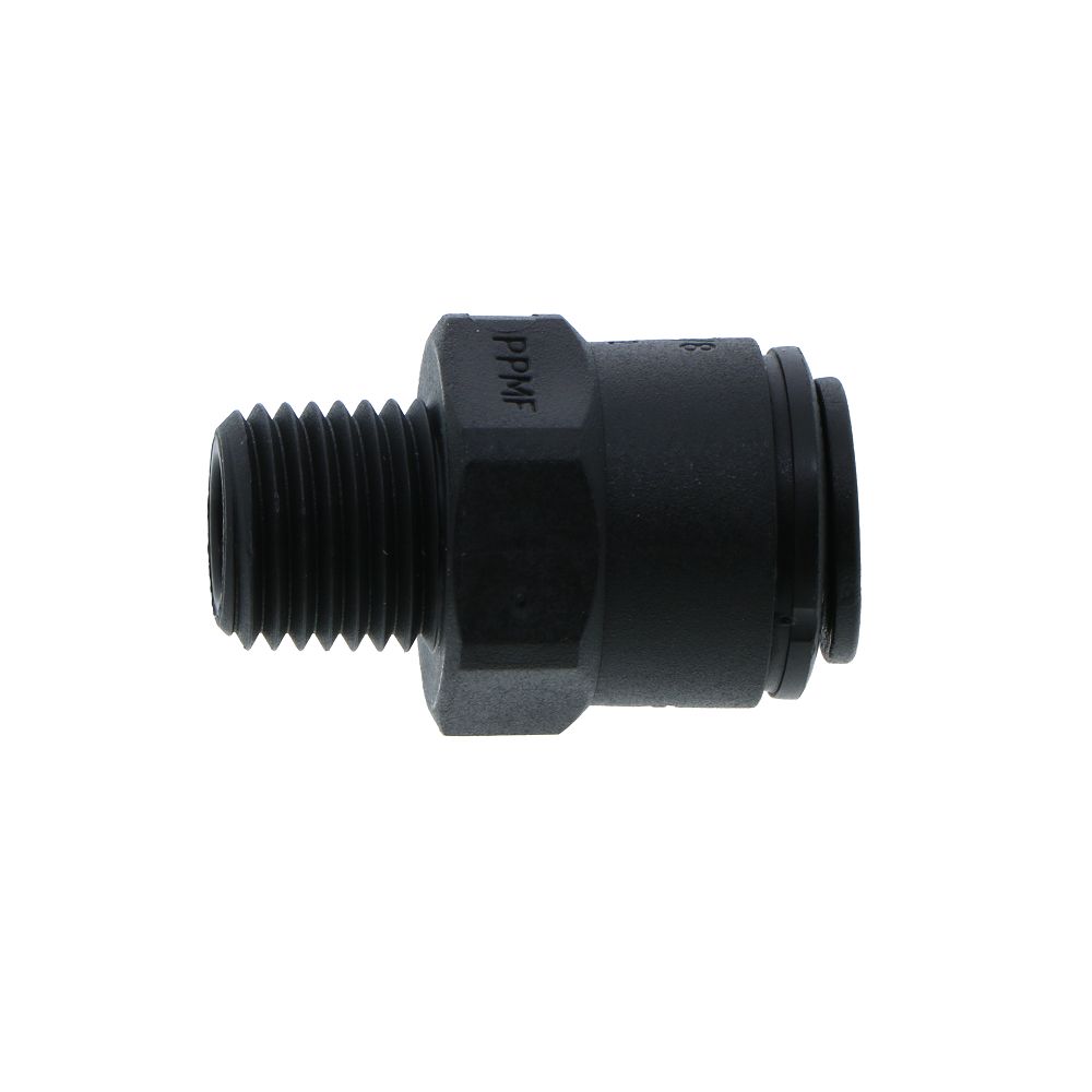 John Guest Male Connector NPTF Black Polypropylene - 3/8 x 1/4 NPTF