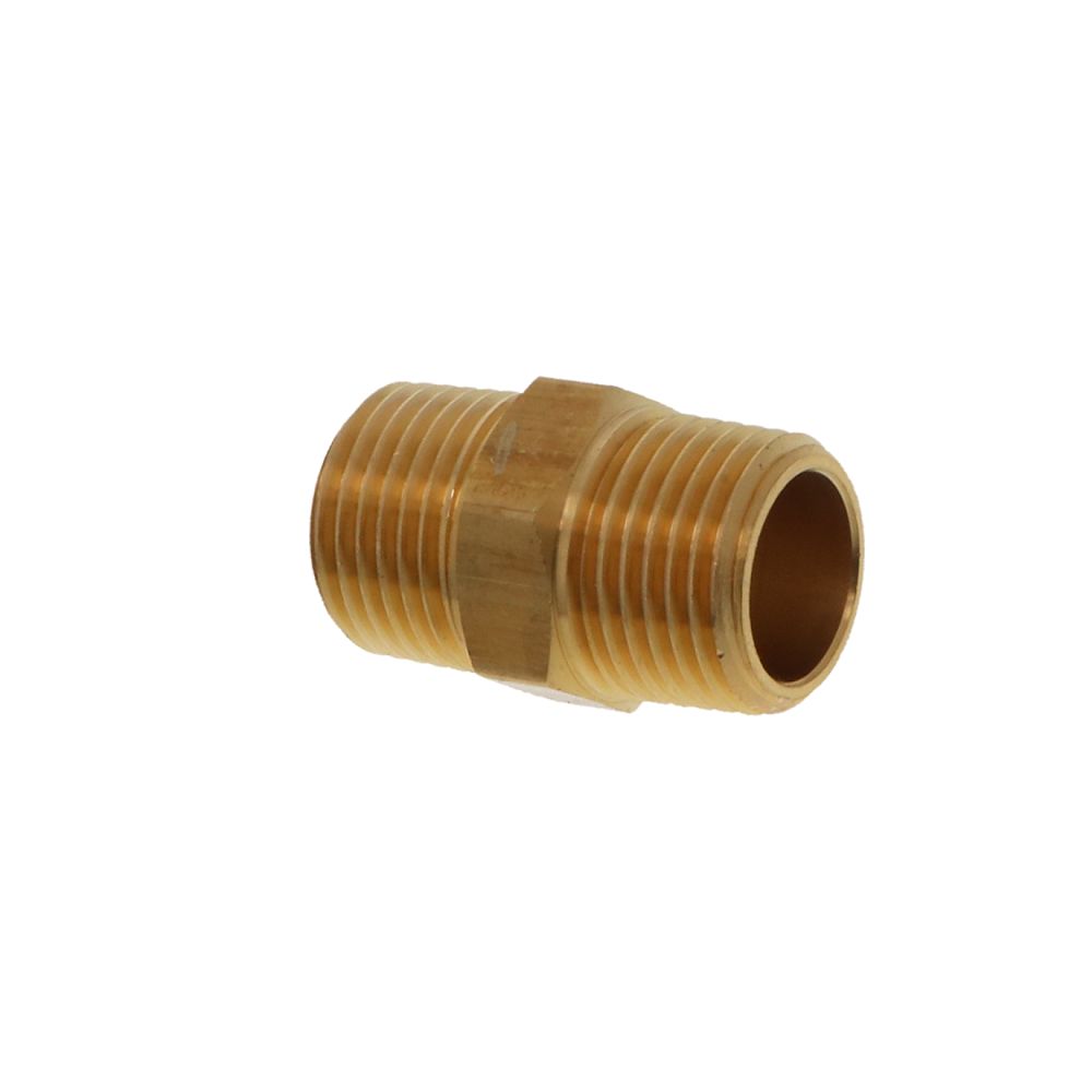 Lead-Free Brass Hex Nipple Threaded 1/2” MPT x ~ 1.49” L