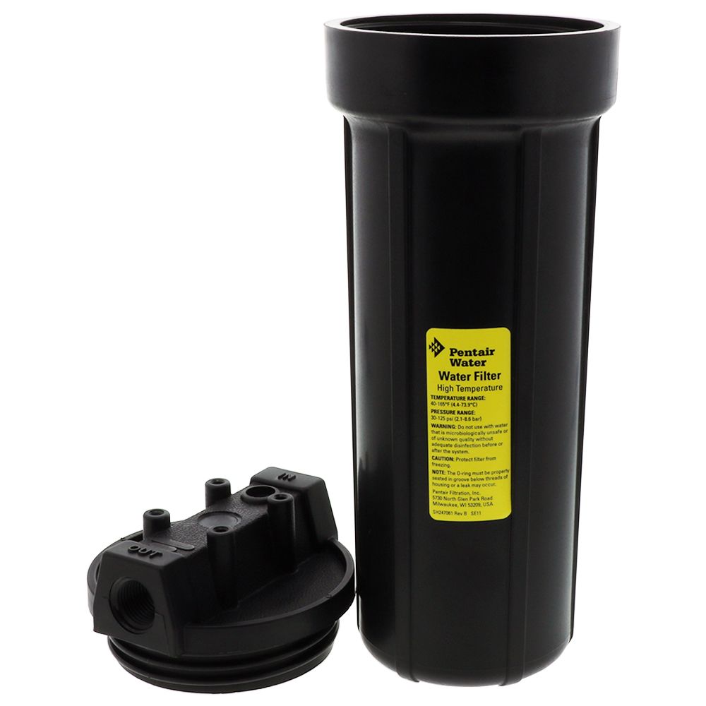 Pentek 158319 10" High Temperature Slim Line Black Housing No PR - 1/2" FPT