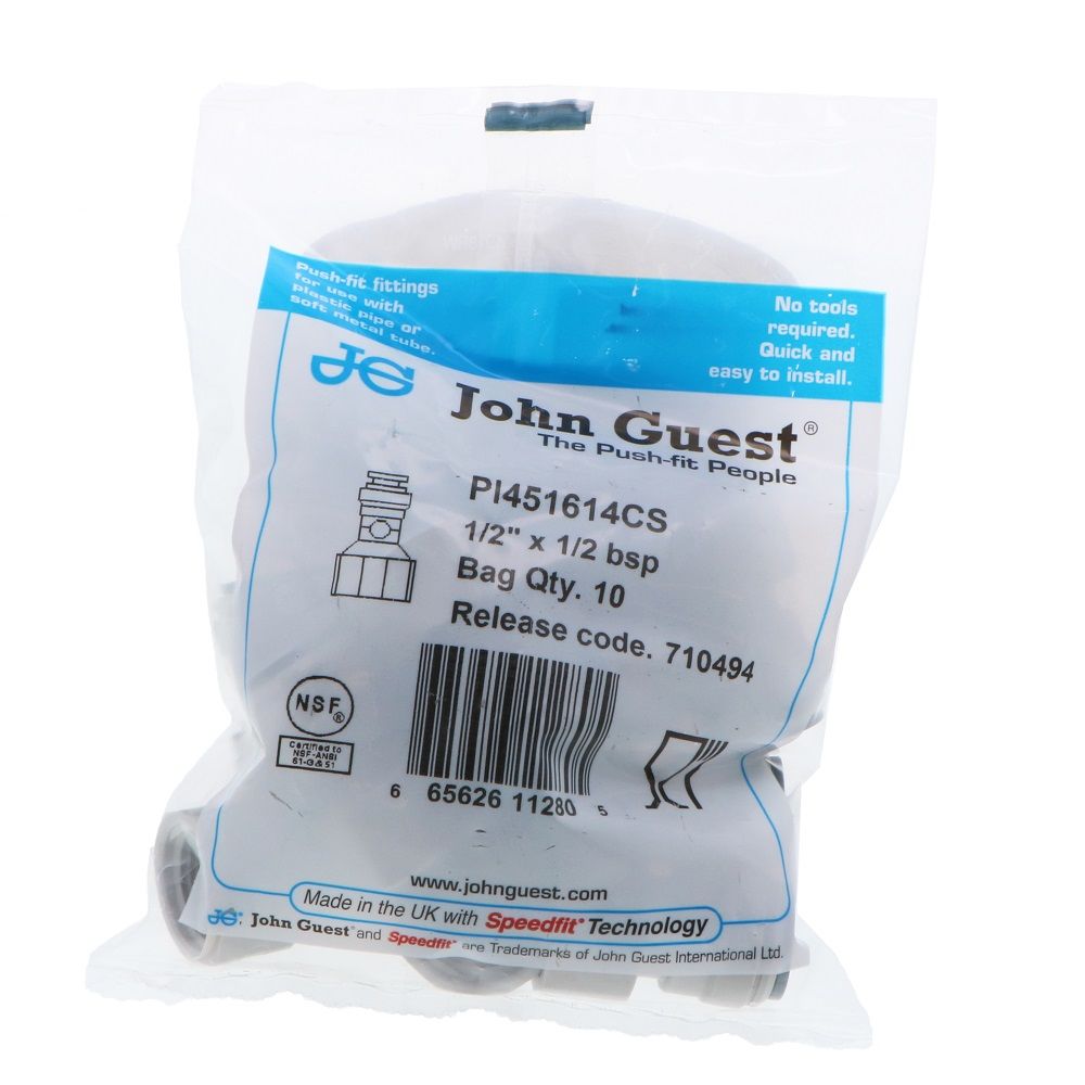 John Guest Female Adapter-Cone End BSPP - 1/2 x 1/2 BSPP