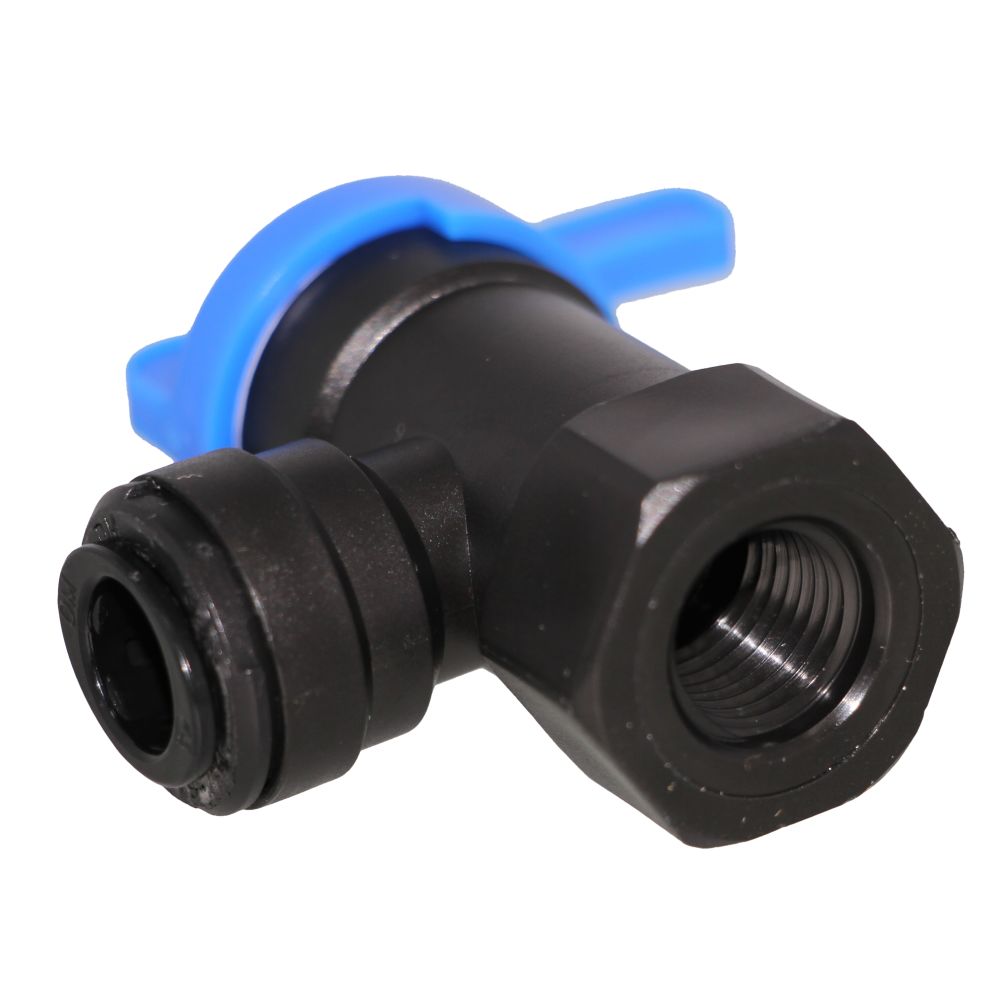 NeoFit Tank Valve Polypropylene Black Female Elbow NPTF - 3/8" x 1/4" NPTF