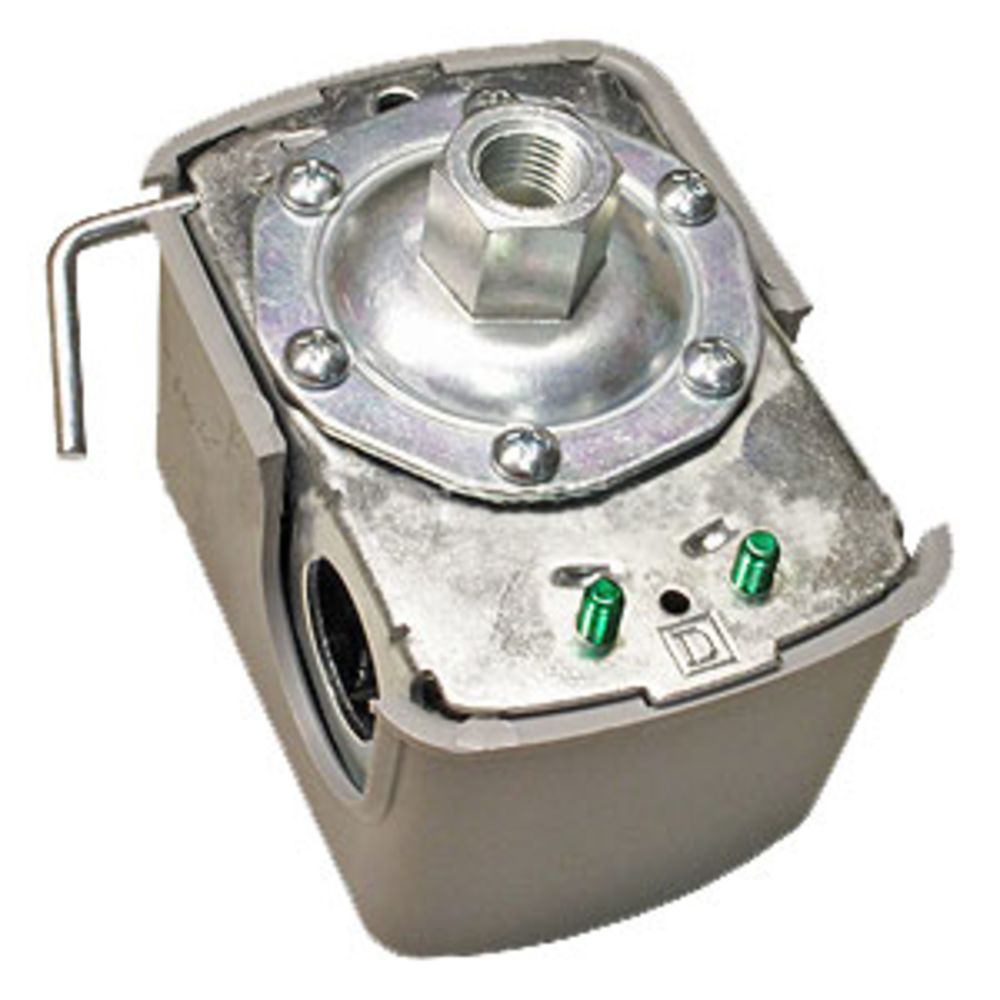 Square D Pressure Switch, Hi Press NC, DPST, 20/40 PSI adjustable, ON/OFF Lever, Diaphragm 9013FSG2J20M1