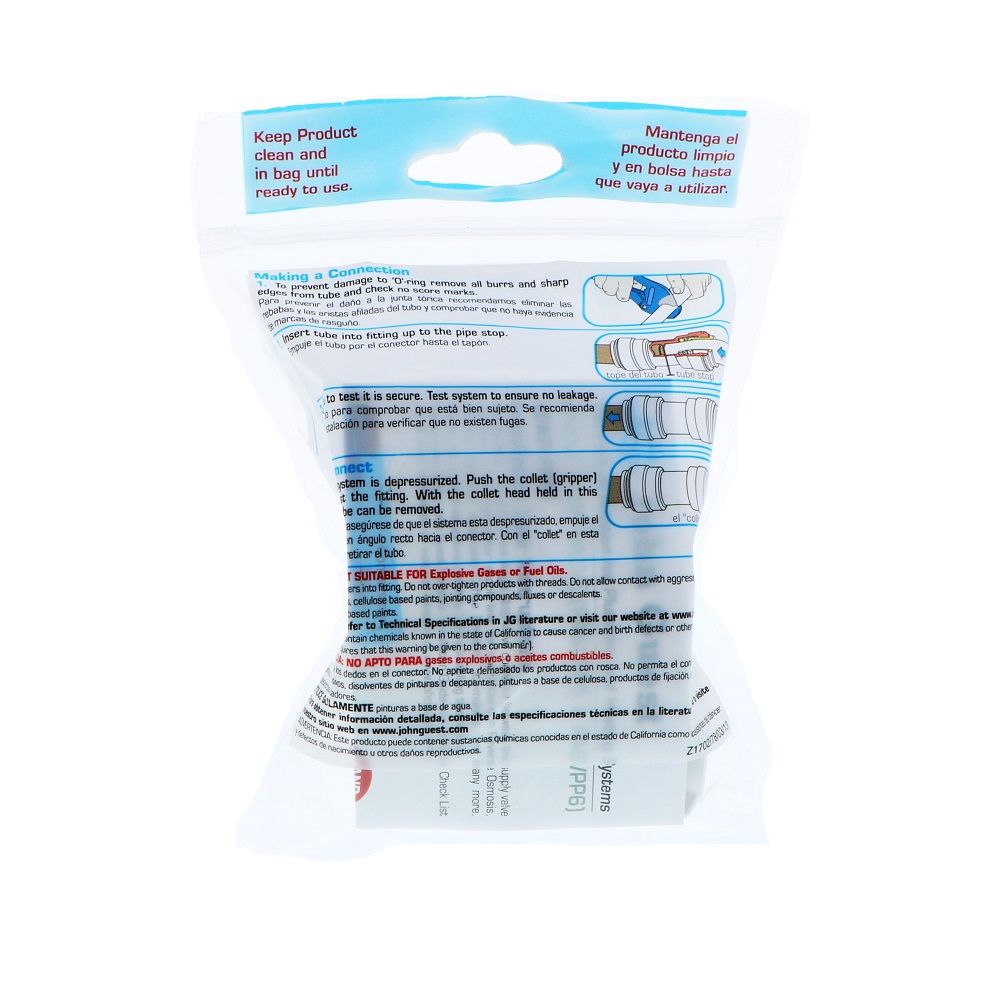 John Guest Plastic Angle Stop Adapter Valve Lead-Free - 3/8 x 1/2 x 3/8