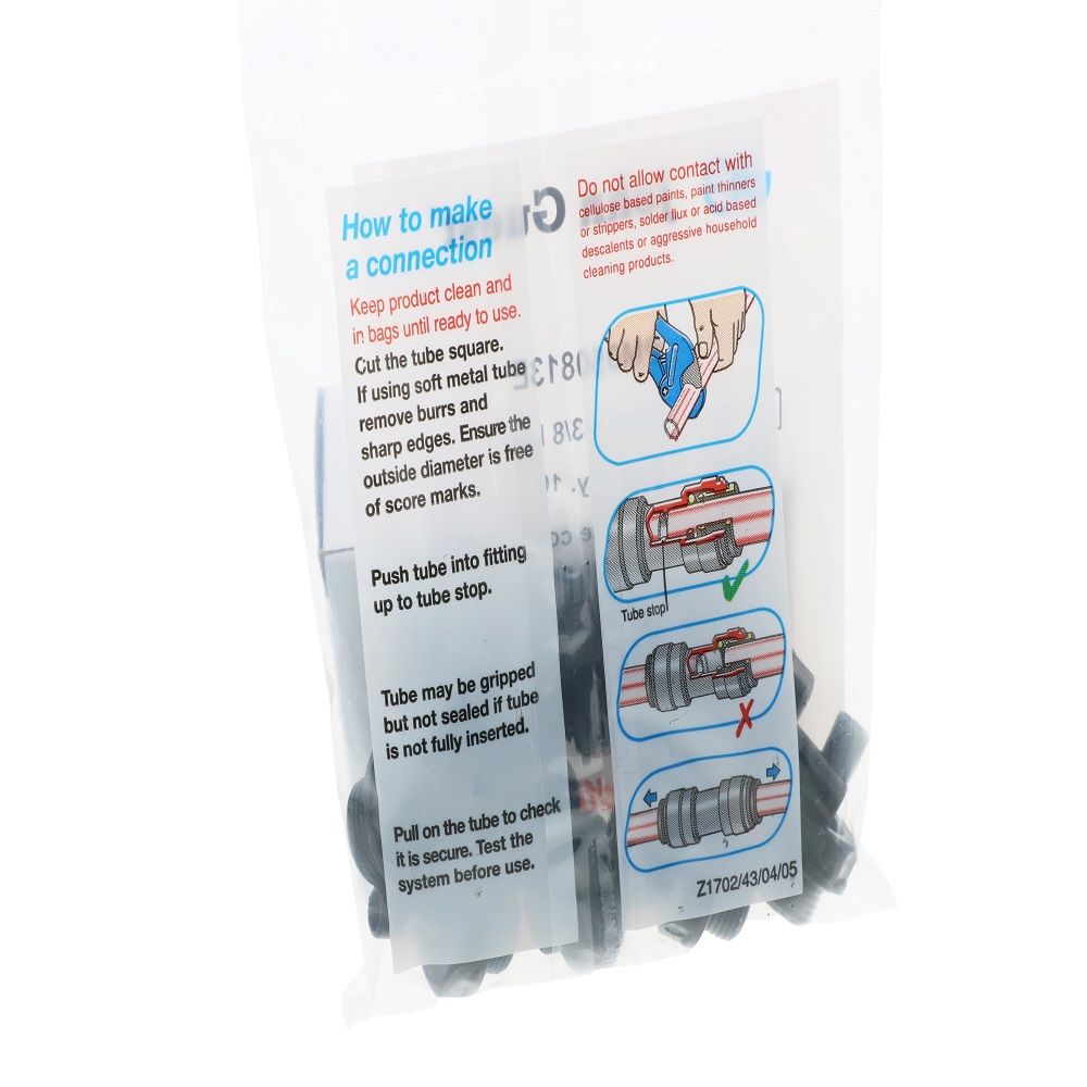 John Guest Stem Adapter BLACK ACETAL - 8mm x 3/8 BSP