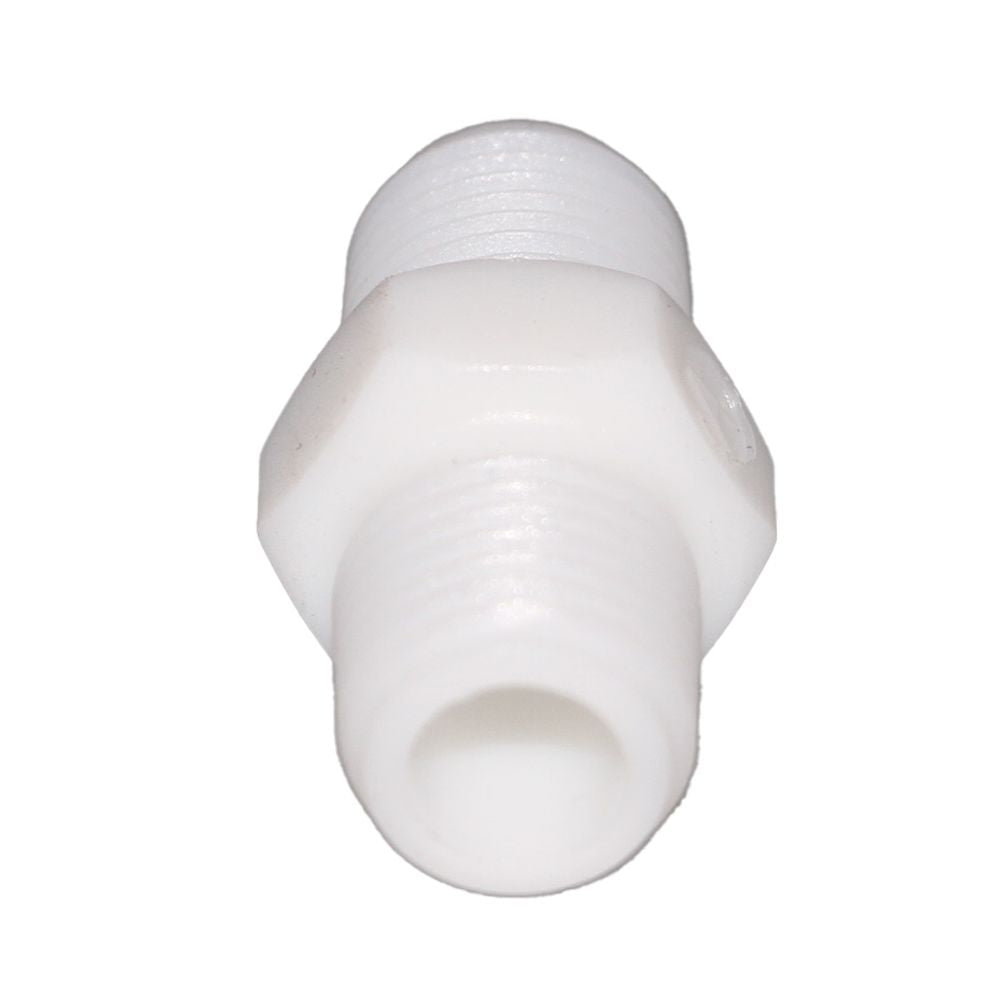 Hex Pipe Nipple 1/4" MNPT Polypro White