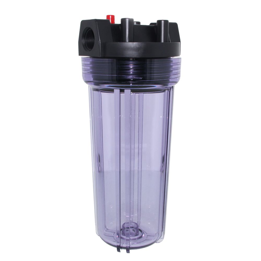 10" Neo-Pure Standard Water Filter Housing Black/Clear with Pressure Relief - 3/4" FPT