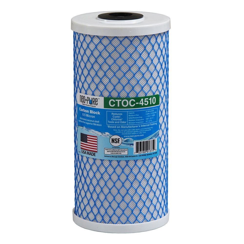 Neo-Pure CTOC-4510 9-7/8" x 4-1/2" Cyst Reduction Carbon Block Cartridge