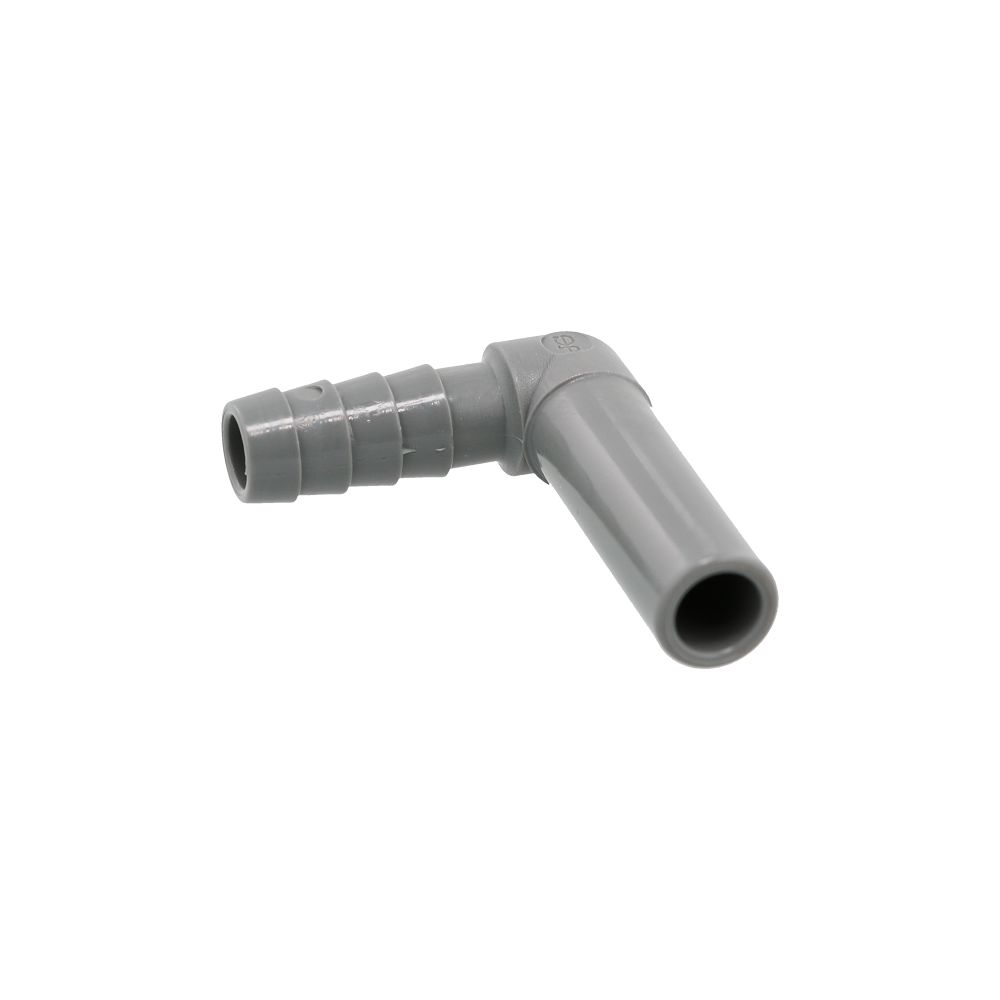 John Guest Stem Elbow Barb Connector - 3/8 OD Stem x 5/16 ID Barb