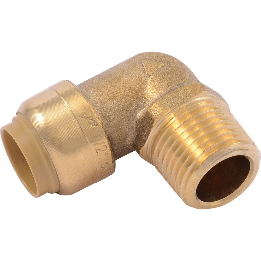 SharkBite® U280LF Lead-Free Brass Push-to-Connect Male Elbow - 1/2" x 1/2" MPT