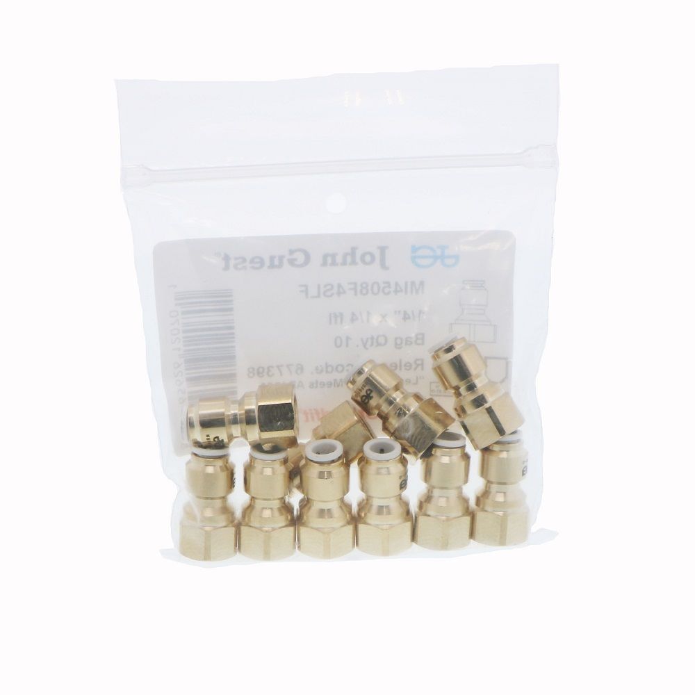 John Guest Lead Free Brass Flare Female Connector - 1/4 x 1/4 FFL