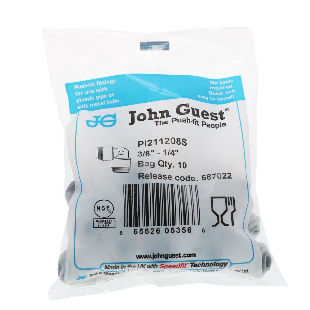 John Guest Reducing Elbow - 3/8 x 1/4