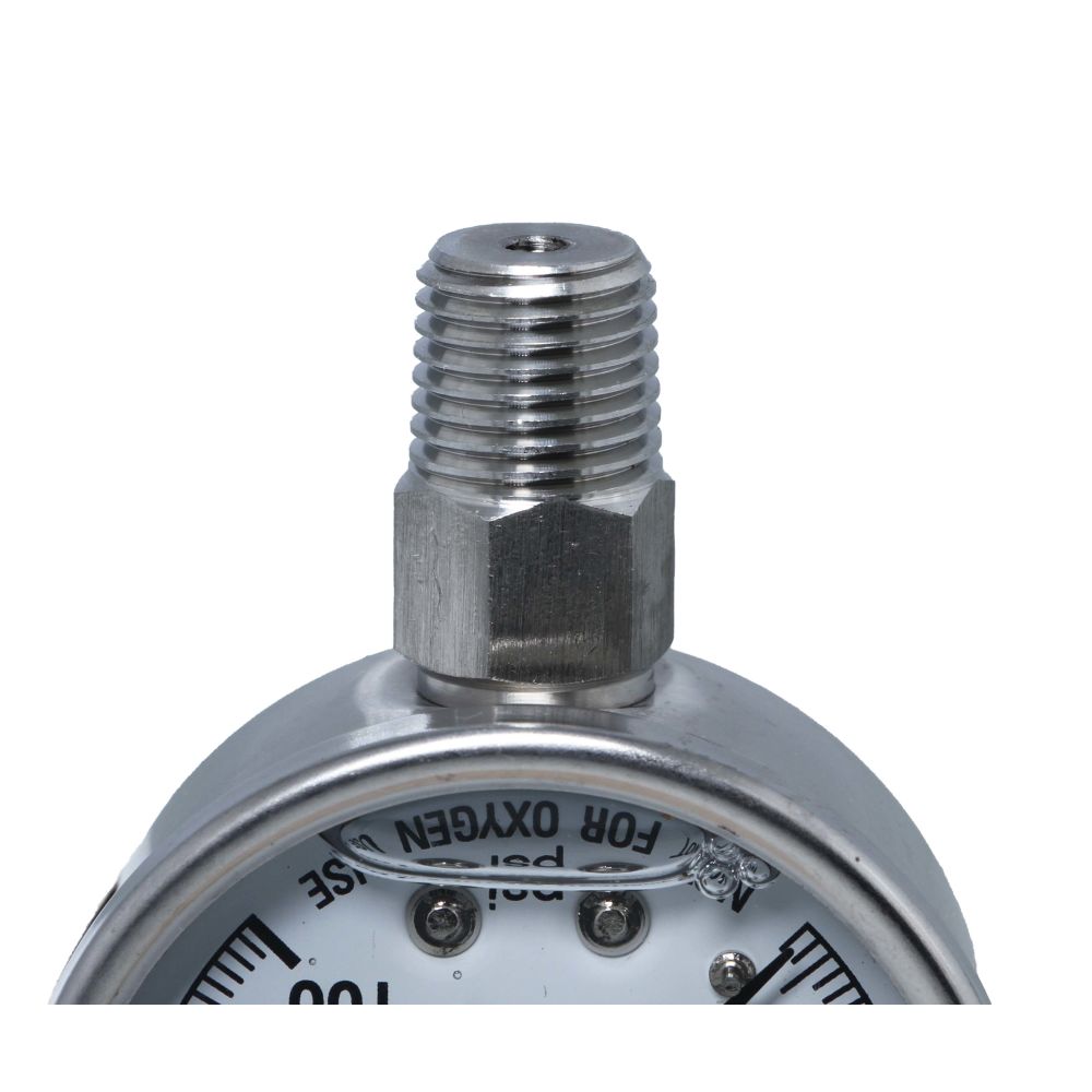 Water Pressure Gauge 100 PSI, 1/4" MPT, 2.0" Plastic Dial, Lower Mount, SS Case