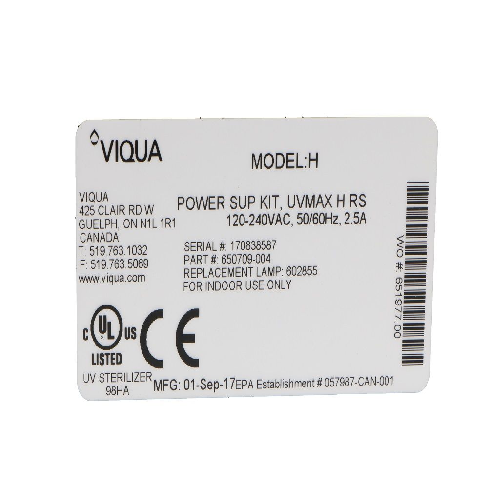 Trojan UVMax 650709-004 Power Supply Kit for H System