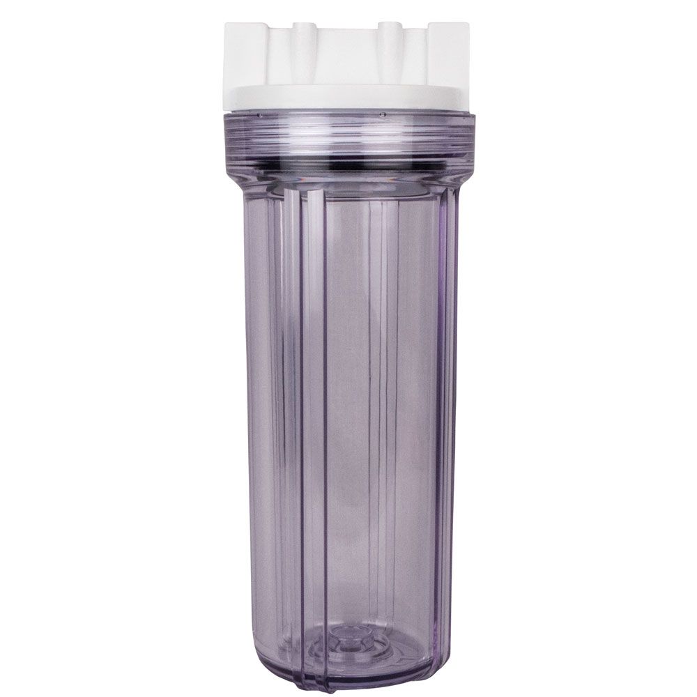 10" Slim Line Filter Housing Blue Sump/White Boss Cap 1/2" No PR - 1/2" FPT