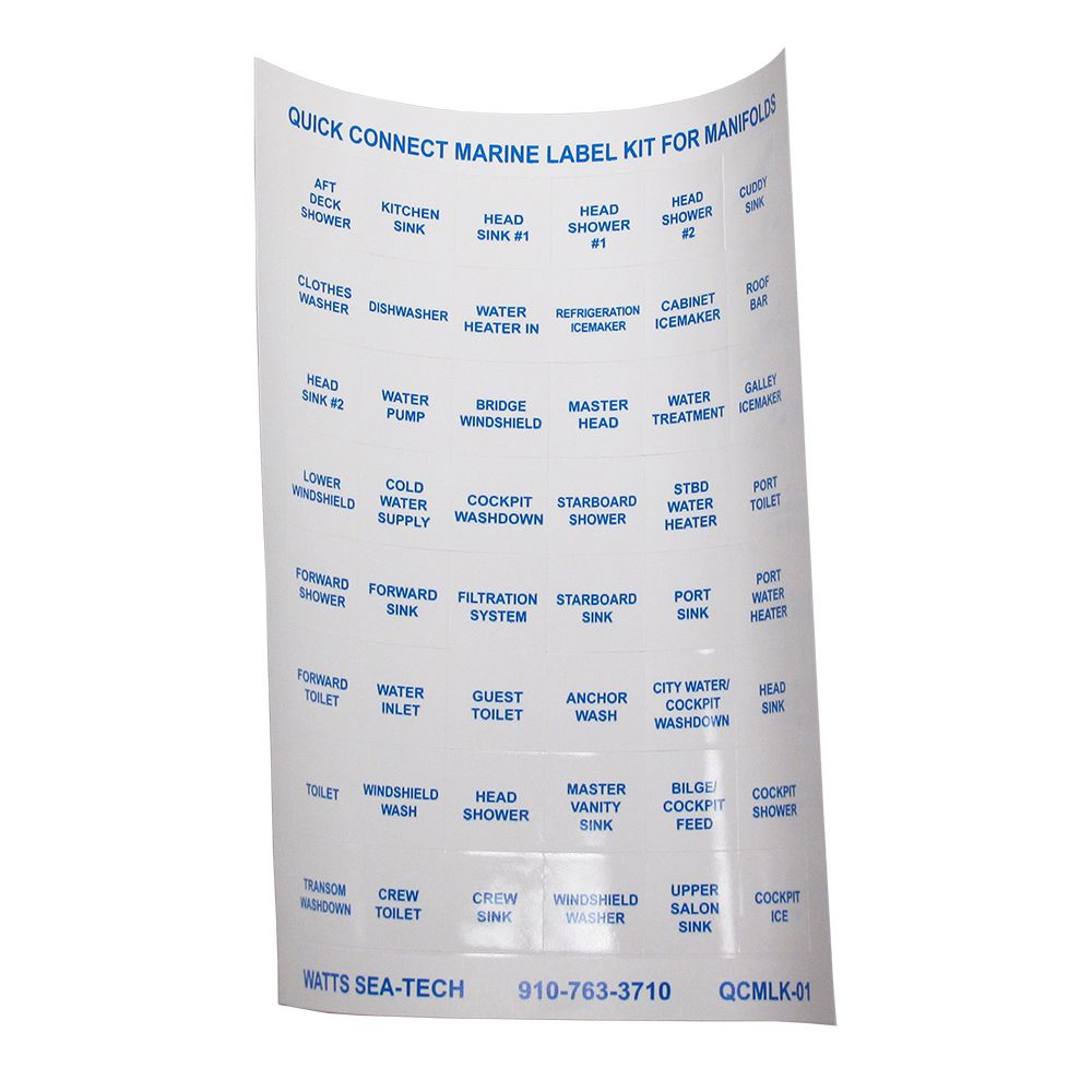 Watts AquaLock/SeaTech - Label Kit - Labels for Marine