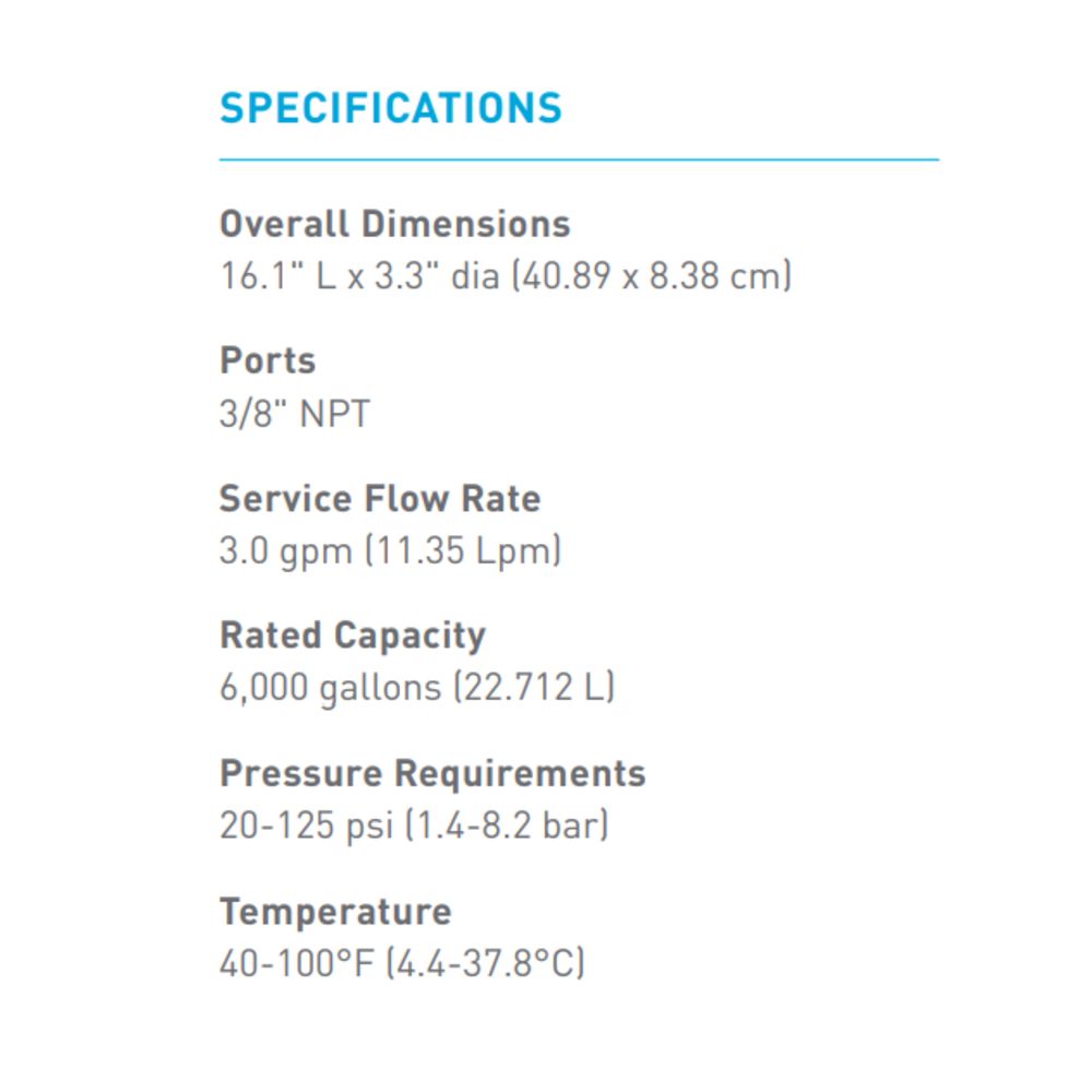 SHURflo LVPO-F3 5.0 Micron Inline Carbon Block Replacement Cartridge