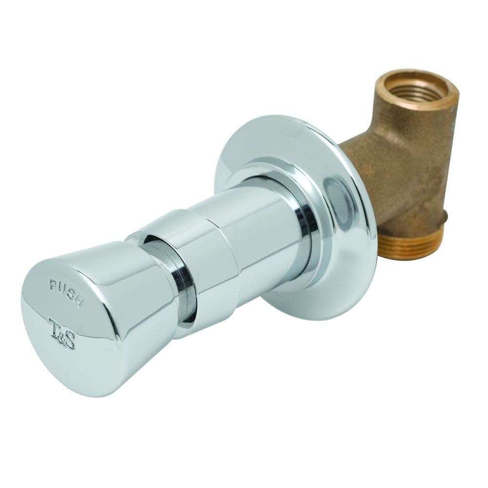 T&S Brass B-1029-01 Concealed Straight Valve with Self Closing Push Handle, Vandal Resistant, COLD Index