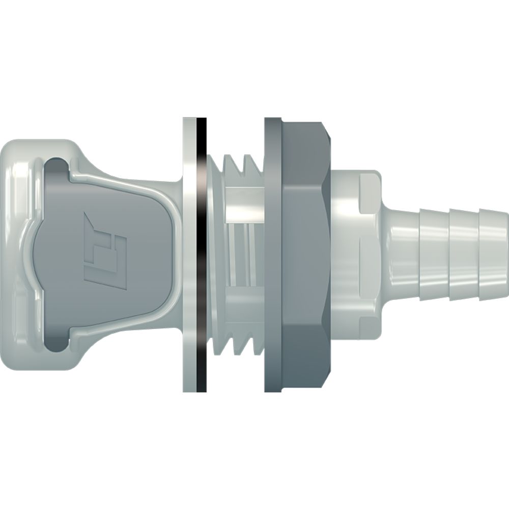 LinkTech 60PP Series Panel Mt. Female, Valved, 1/2" HB, Polypropylene, EPDM