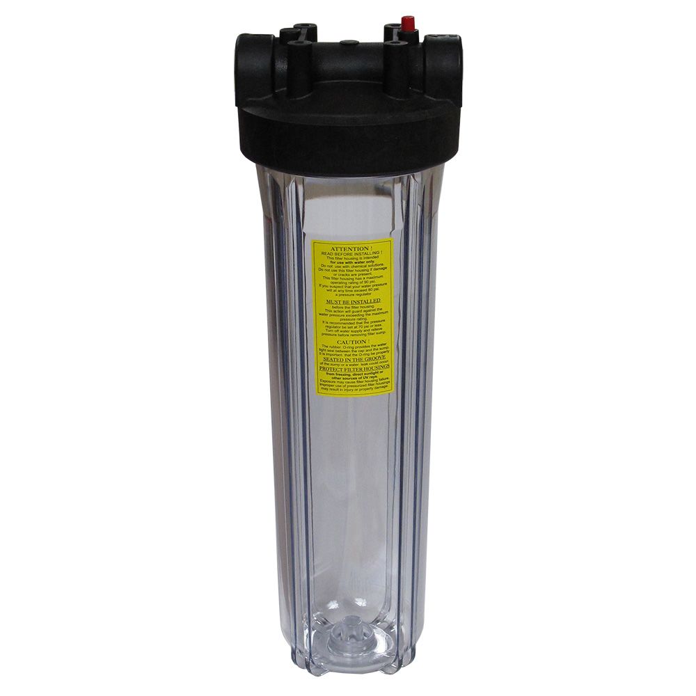 Watts 20" Full Flow Water Filter Housing Black/Clear w/ PR - 1" FPT