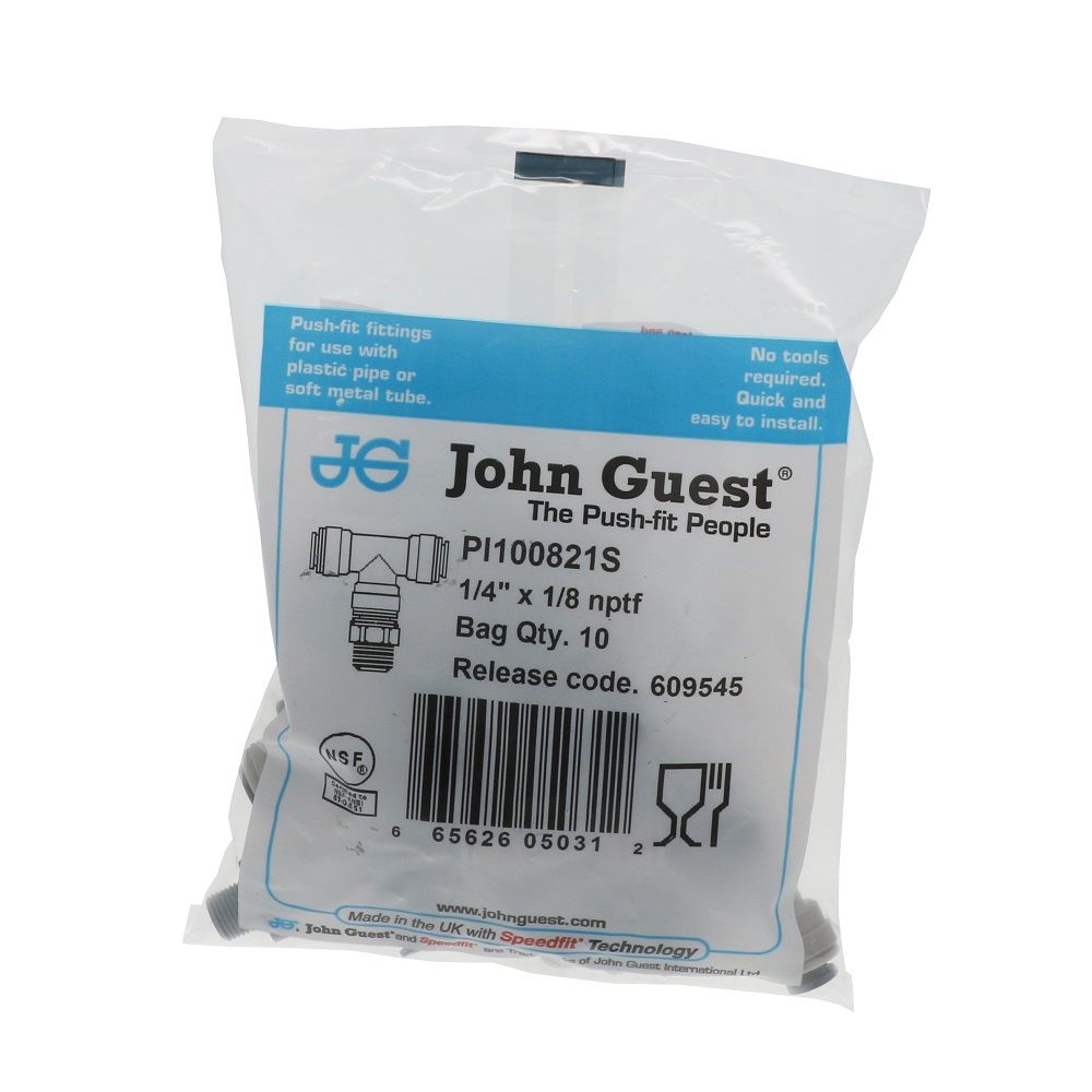 John Guest Swivel Branch Tee NPTF - 1/4 x 1/8 NPTF